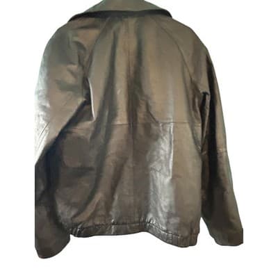 Covington Leather Bomber Jacket Mens Medium Black Full Zip Quilted Lined Coat - Thumbnail 2