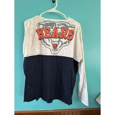 NFL Team Apparel Chicago Bears Sleepwear Shirt Women Large Navy White Colorblock - Thumbnail 2