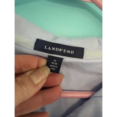 Lands' End Polo Shirt Womens XL 18-20 Light Blue Lavender Short Sleeve - Thumbnail 4