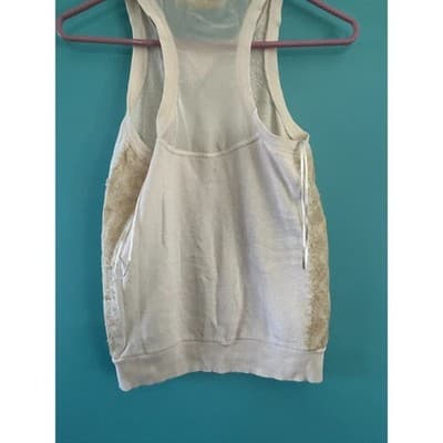 Princess Vera Wang Tank Top XS White Gold Sequin Mesh Racerback Knit Sleeveless - Thumbnail 3