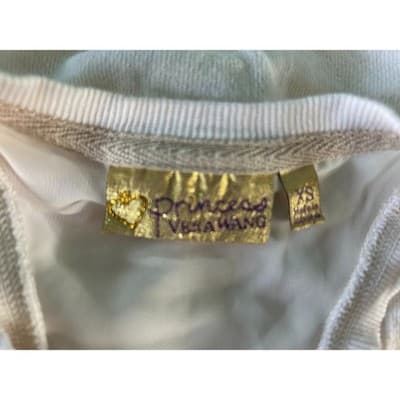 Princess Vera Wang Tank Top XS White Gold Sequin Mesh Racerback Knit Sleeveless - Thumbnail 4