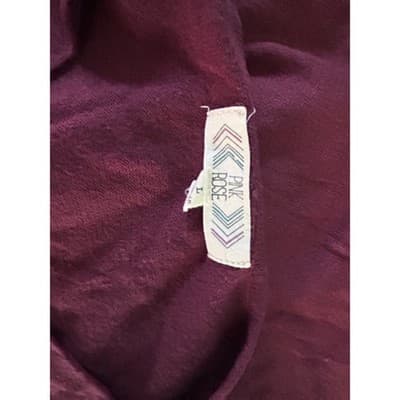 Pink Rose Sweater Womens Large Burgundy V-Neck Long Sleeve Tunic Knit Top Wine - Thumbnail 4