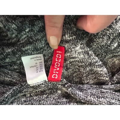 H&M Divided Womens Space Dye Knit Long Sleeve Top Black White Size M Pocket - Thumbnail 4