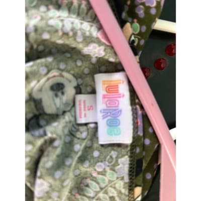 LuLaRoe Disney Irma Top Small Minnie Mouse Floral Polka Dot Olive Green NWT - Thumbnail 6