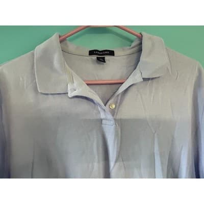 Lands' End Polo Shirt Womens XL 18-20 Light Blue Lavender Short Sleeve - Thumbnail 2