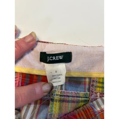 J.Crew Patchwork Plaid Mini Skirt Size 2 Multi-Color Preppy A-Line Pockets - Thumbnail 2