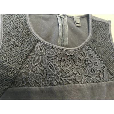 J.Crew Sleeveless Peplum Top XS Black Floral Lace Yoke Zip Back Blouse - Thumbnail 3