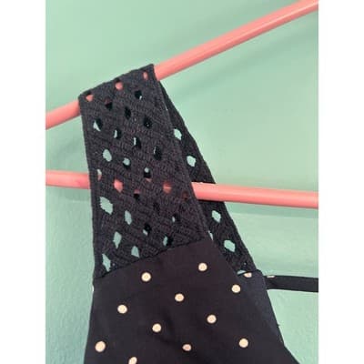 Maurices Navy Polka Dot Tiered Tank Top Size M Crochet Lace Strap Blouse - Thumbnail 3