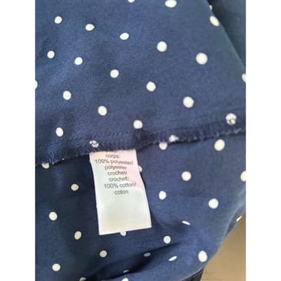 Maurices Navy Polka Dot Tiered Tank Top Size M Crochet Lace Strap Blouse - Thumbnail 5