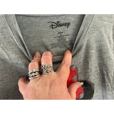 Disney Minnie Mouse Graphic T-Shirt Women Medium Gray Short Sleeve Tee Heathered - Thumbnail 5