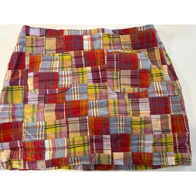 J.Crew Patchwork Plaid Mini Skirt Size 2 Multi-Color Preppy A-Line Pockets - Thumbnail 4