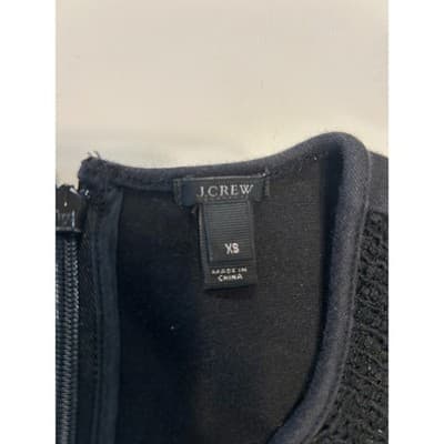 J.Crew Sleeveless Peplum Top XS Black Floral Lace Yoke Zip Back Blouse - Thumbnail 2