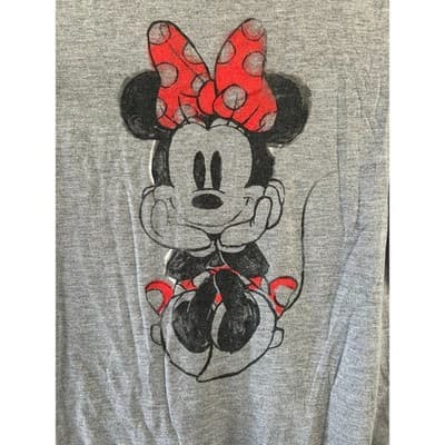 Disney Minnie Mouse Graphic T-Shirt Women Medium Gray Short Sleeve Tee Heathered - Thumbnail 2