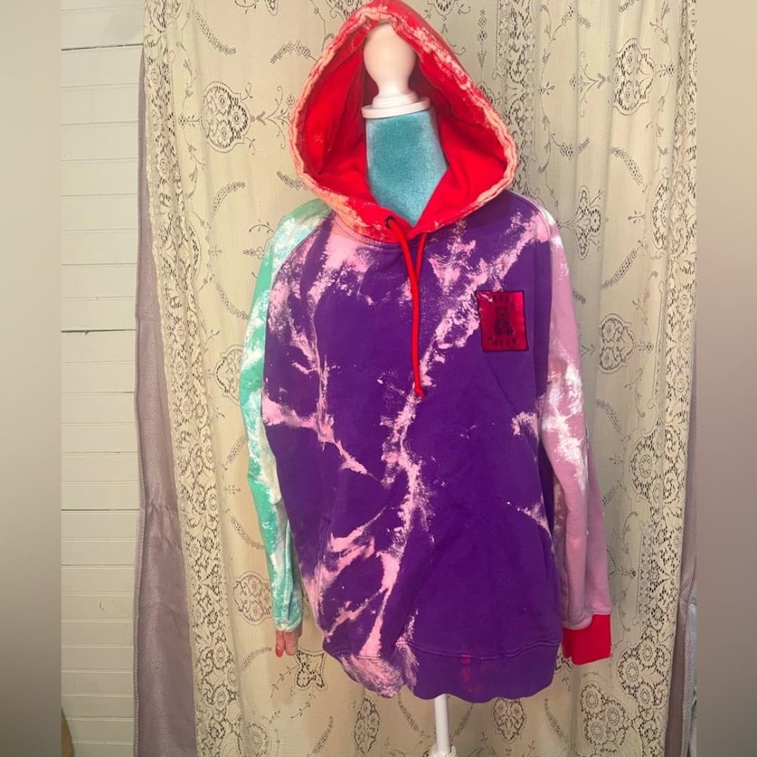 Teddy fresh: upcycled color block hoodie - Image 1