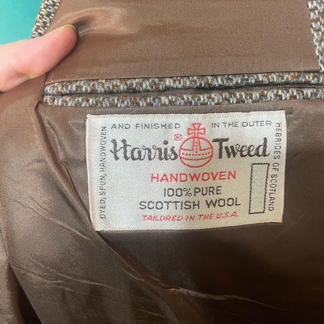 Harris tweed: vintage 70s 100% wool blazer - Thumbnail 7