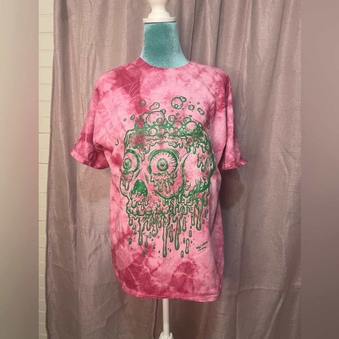 Gildan: tie dyed melting skull shirt - Image 1