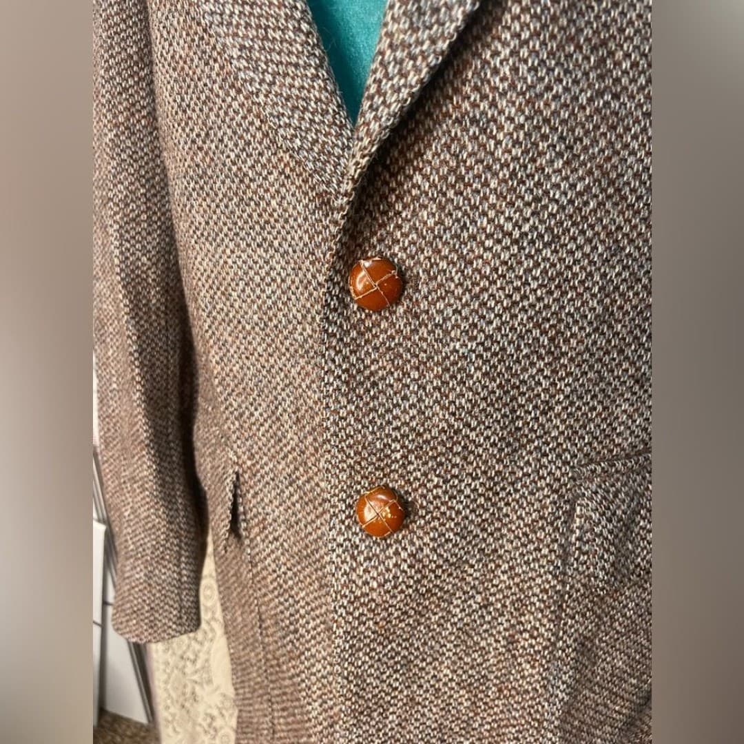 Harris tweed: vintage 70s 100% wool blazer - Thumbnail 4