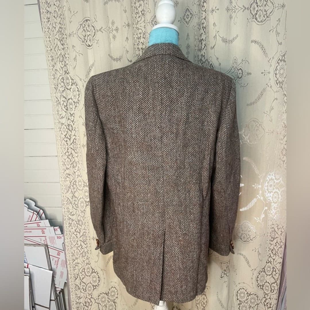 Harris tweed: vintage 70s 100% wool blazer - Thumbnail 3