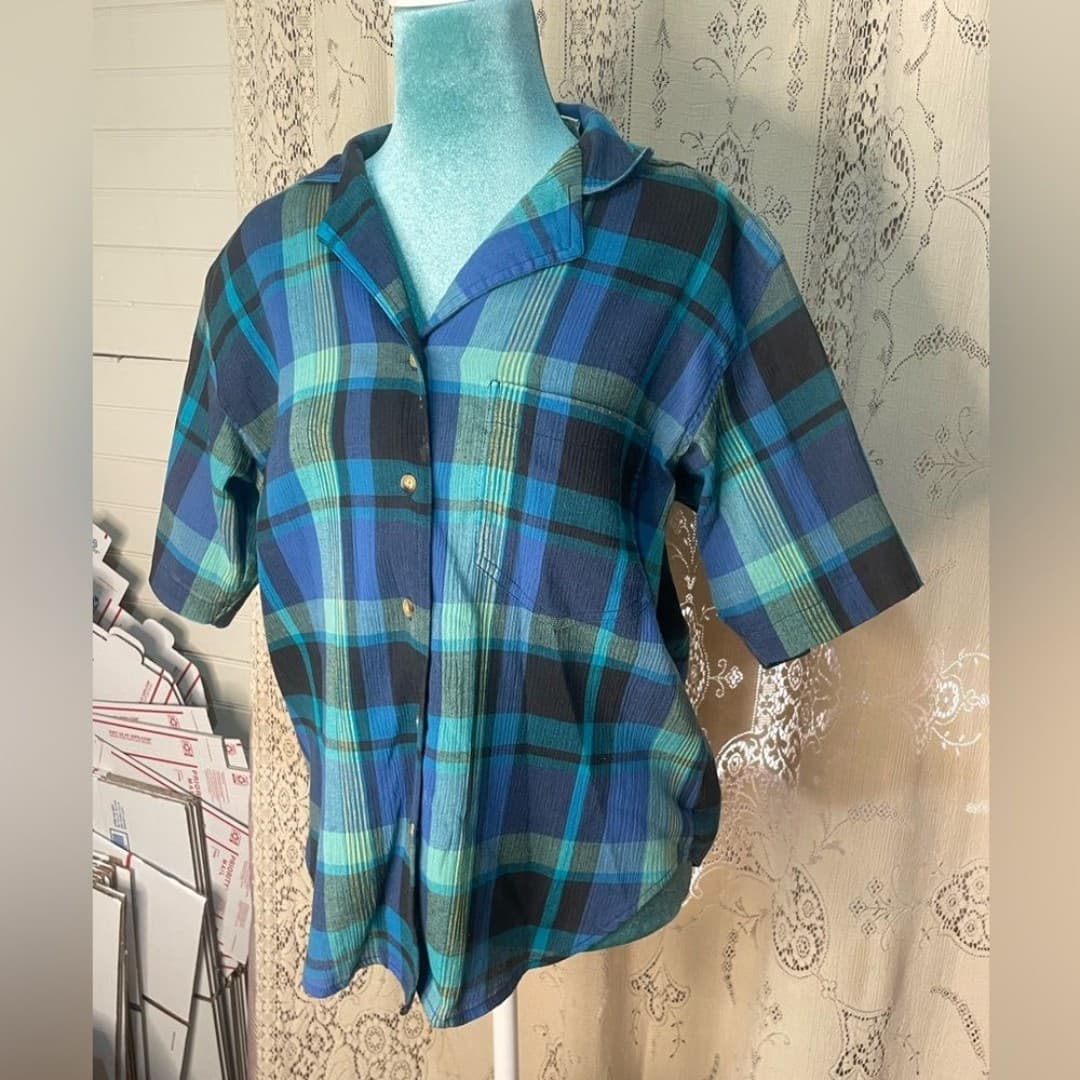 Joan Harper: vintage 80s plaid top - Thumbnail 2