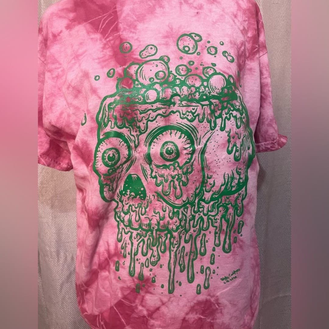Gildan: tie dyed melting skull shirt - Thumbnail 2