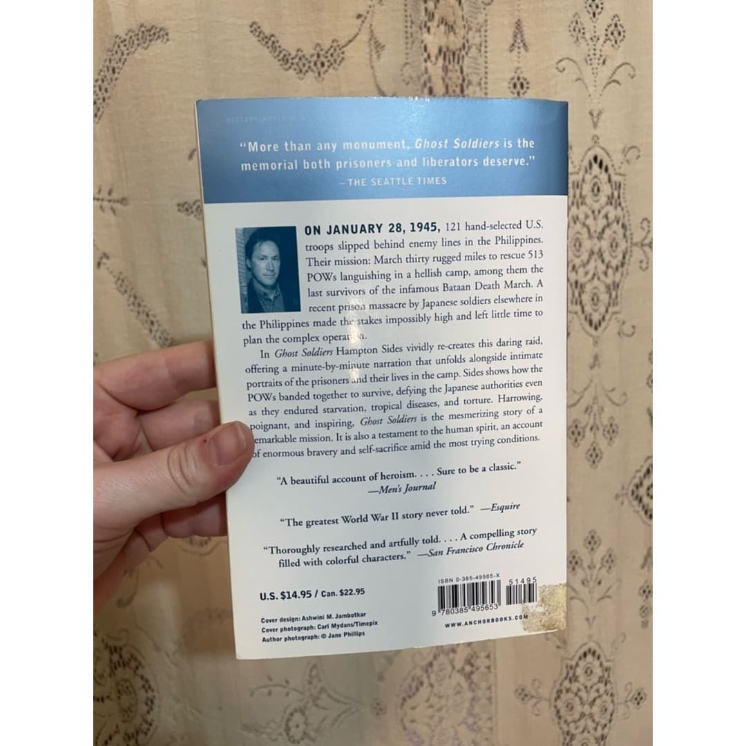 Ghost Soldiers Paperback Back Cover - Blue & White - Thumbnail 2