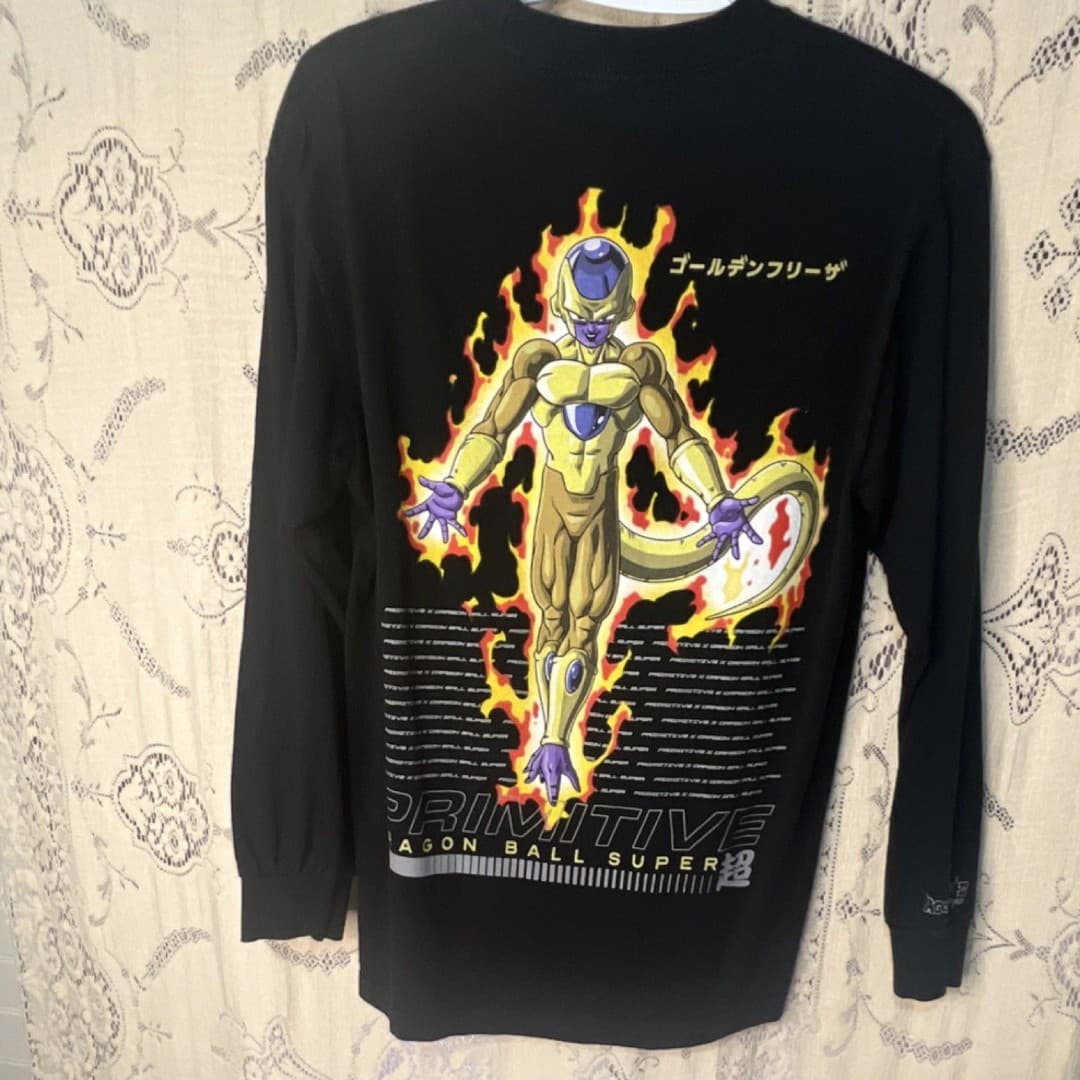 Primitive Dragon Ball Super Golden Frieza Black Graphic Long Sleeve T-Shirt - Thumbnail 2