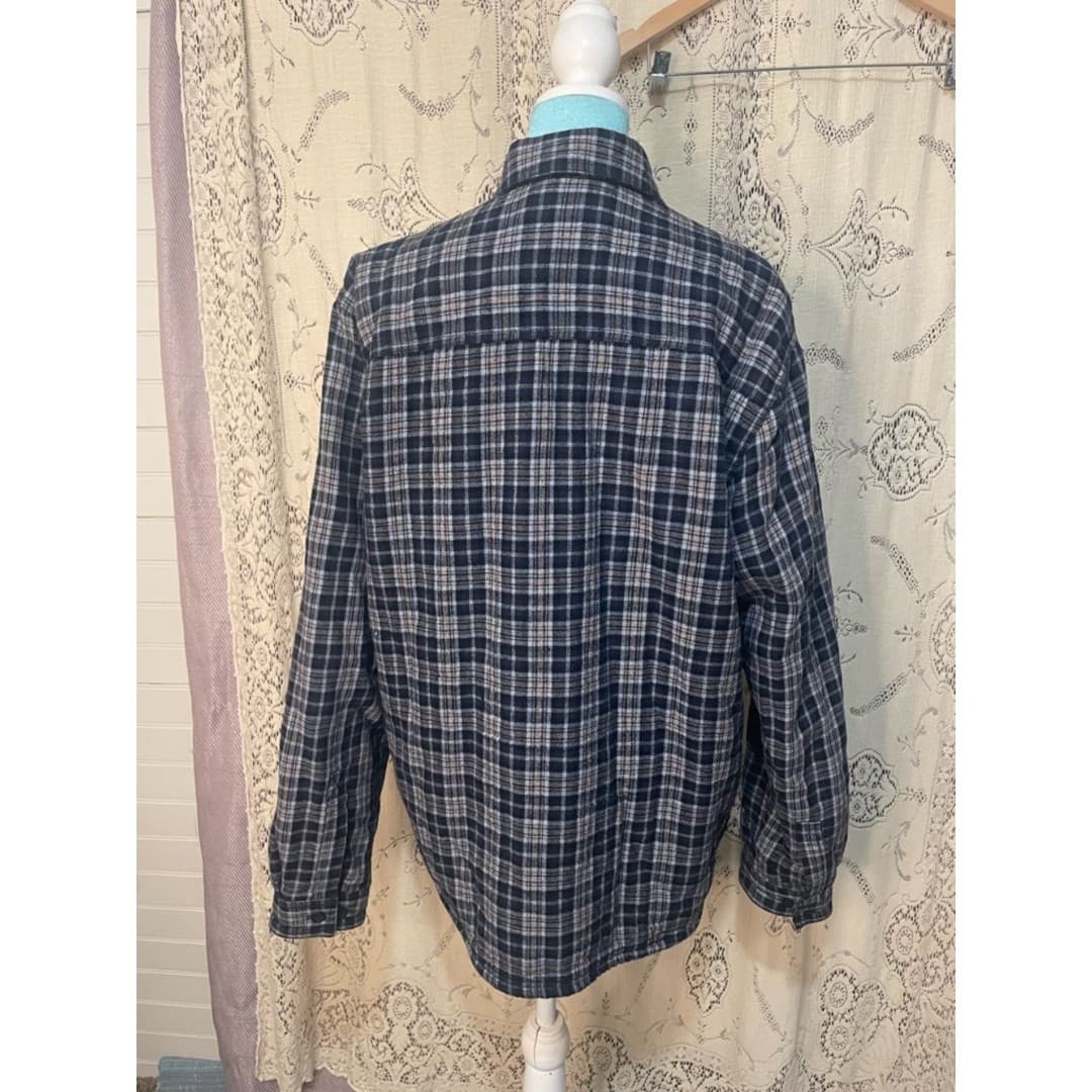 Boston traders: Men's Navy & Gray Plaid Button-Up with fleece lining - Thumbnail 3
