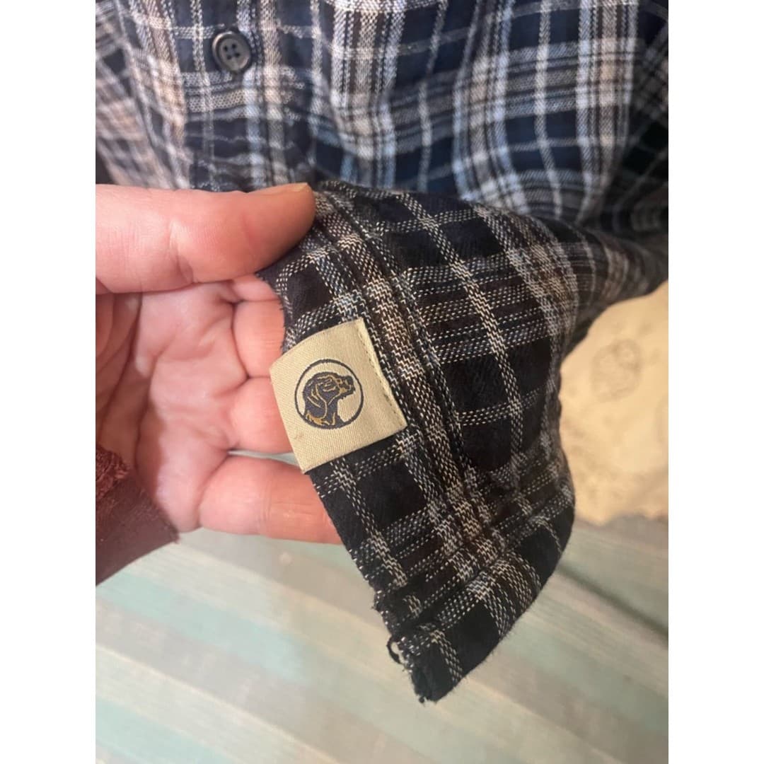 Boston traders: Men's Navy & Gray Plaid Button-Up with fleece lining - Thumbnail 6
