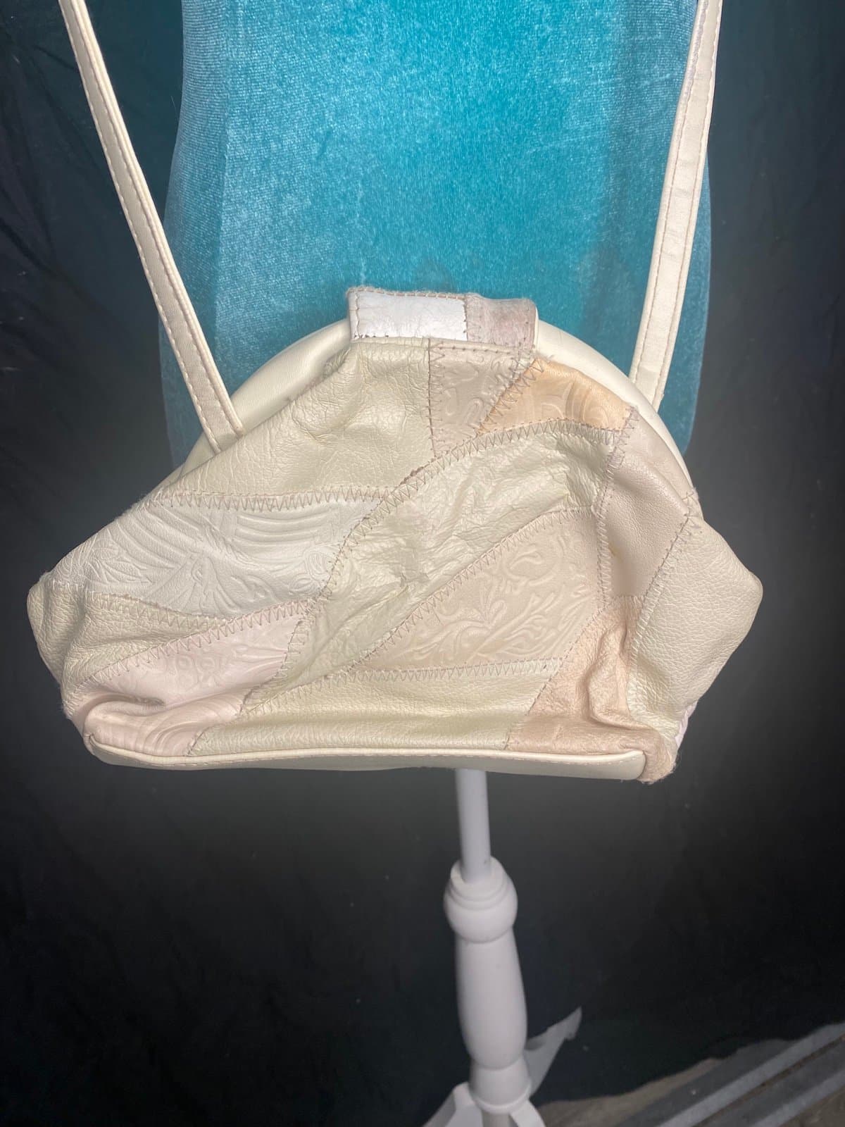 Vintage cream patchwork leather purse - Thumbnail 2