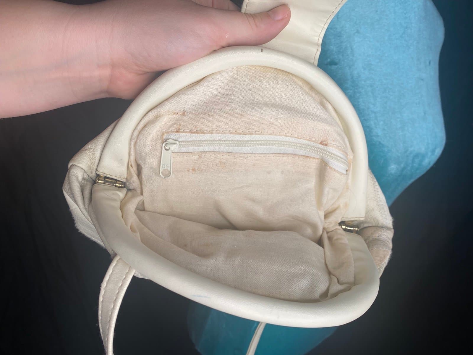 Vintage cream patchwork leather purse - Thumbnail 3