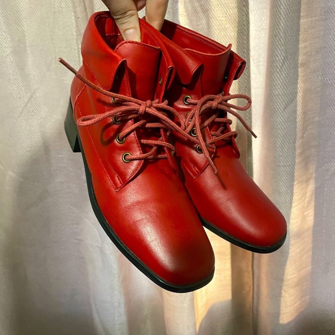 Coldwater creek: like new red leather booties - Image 1