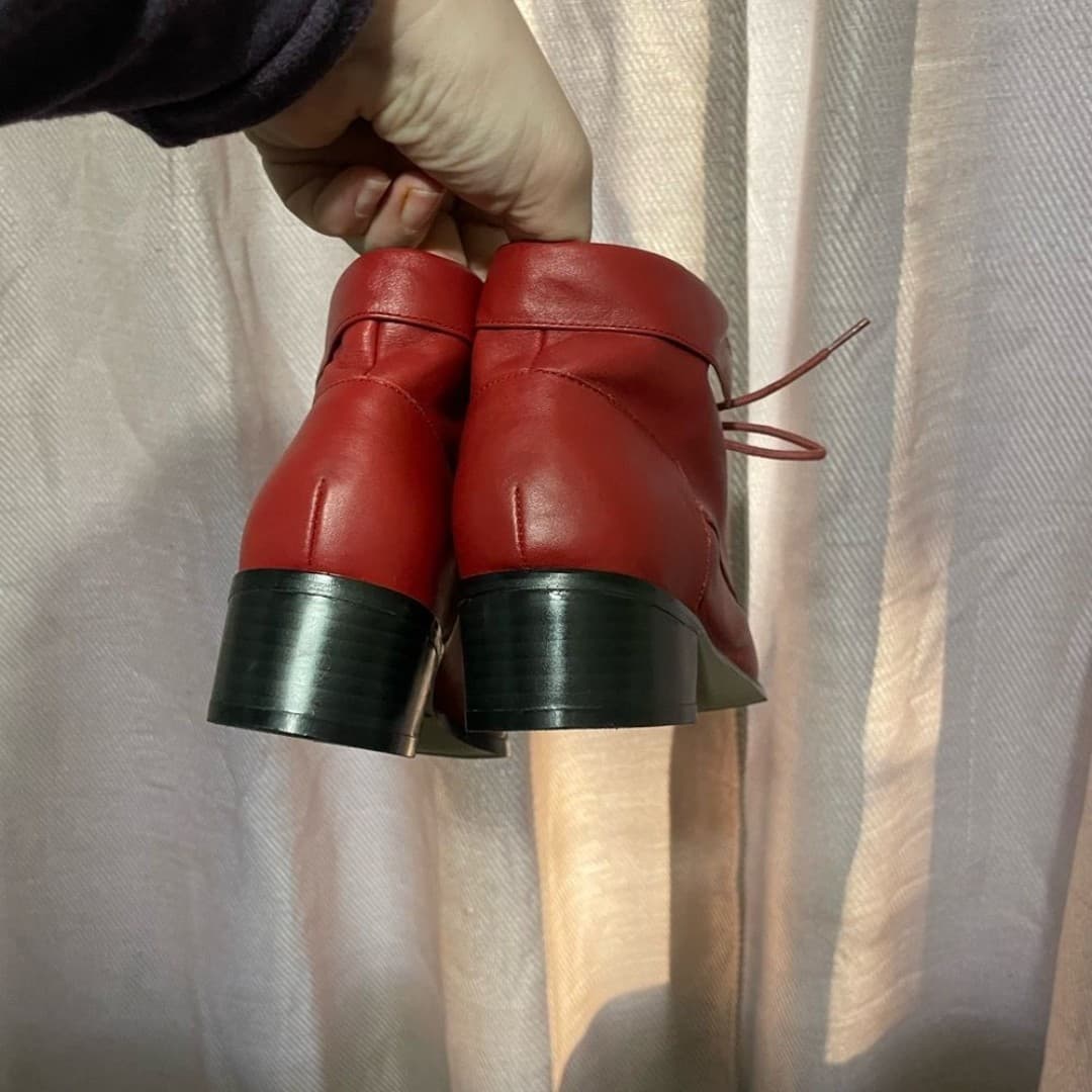 Coldwater creek: like new red leather booties - Thumbnail 5