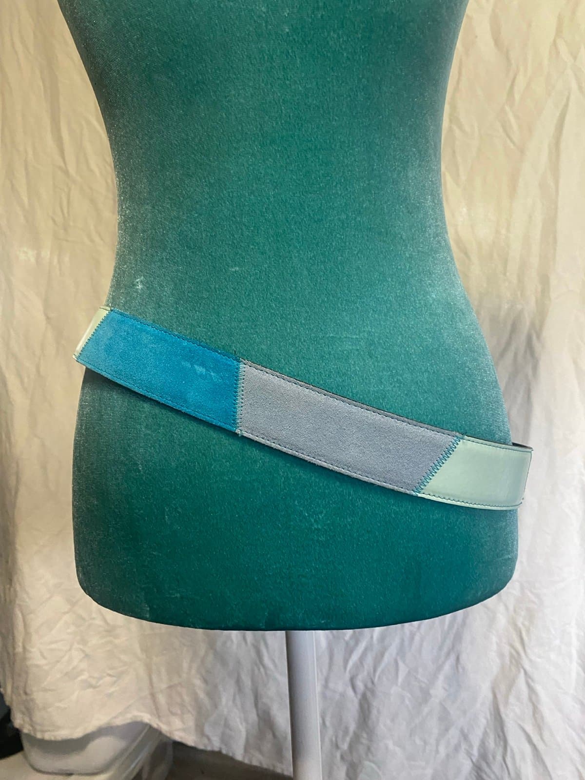Vintage blue leather belt M - Thumbnail 2
