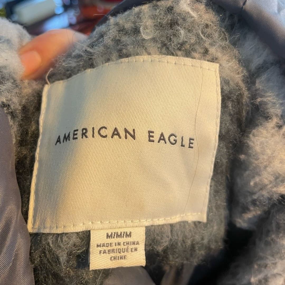 American Eagle: fuzzy Plaid Hooded Women's Coat - Thumbnail 6