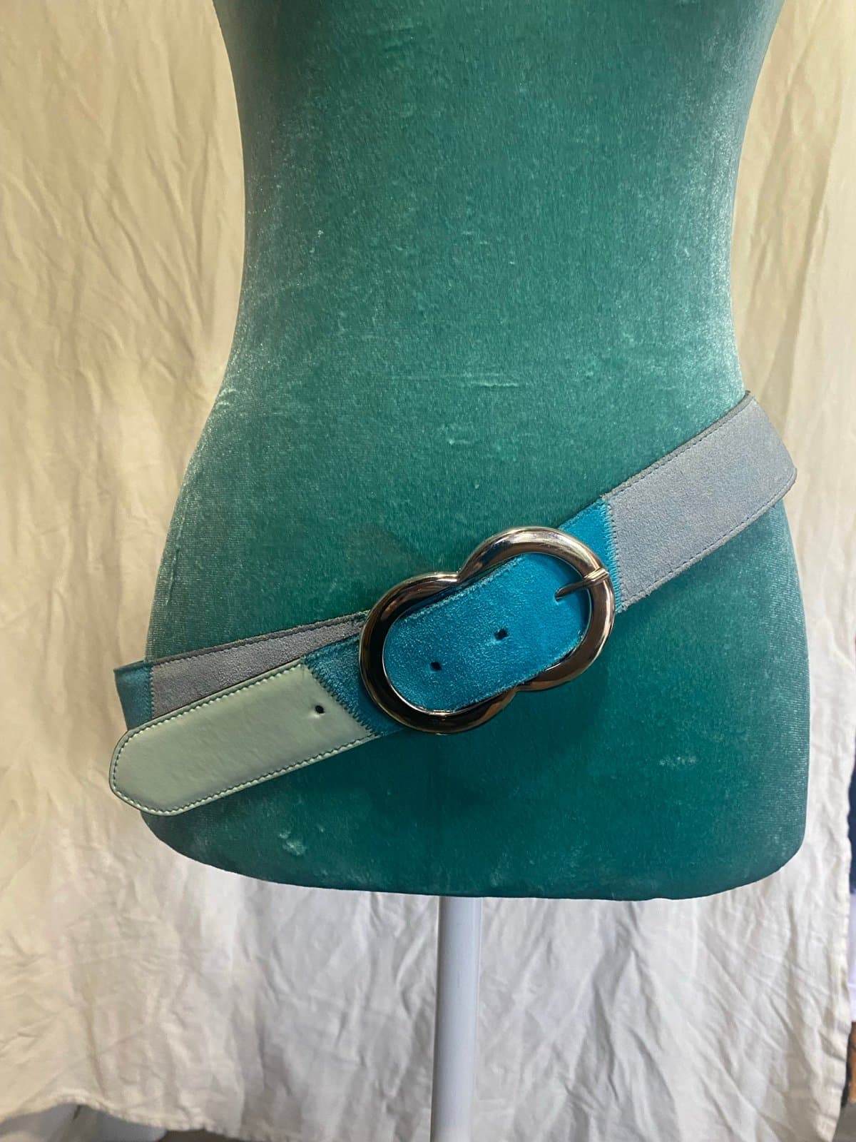 Vintage blue leather belt M - Image 1