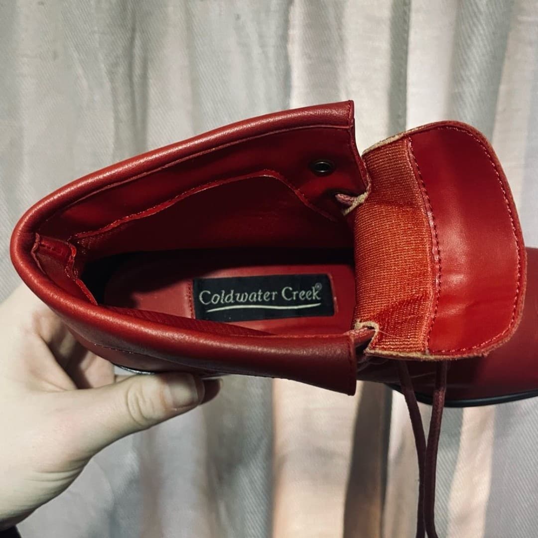 Coldwater creek: like new red leather booties - Thumbnail 8