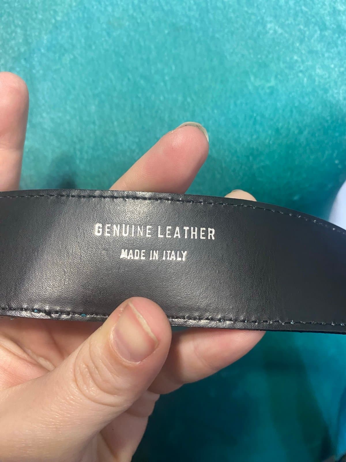 Vintage blue leather belt M - Thumbnail 4