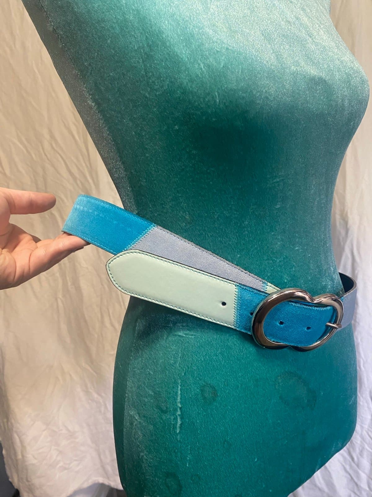 Vintage blue leather belt M - Thumbnail 3