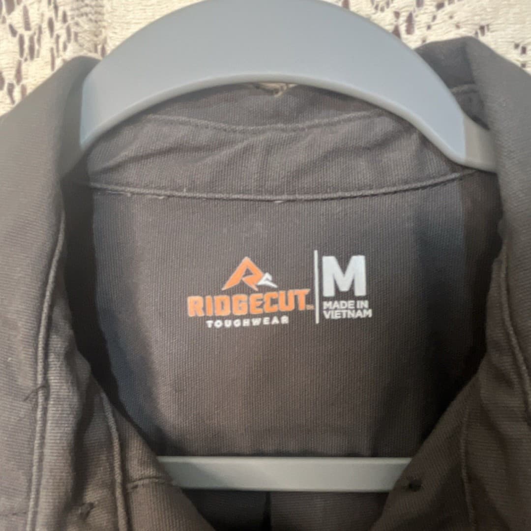 Ridgecut Toughwear Men's Black Long Sleeve Work Shirt Size M Made in Vietnam - Thumbnail 2