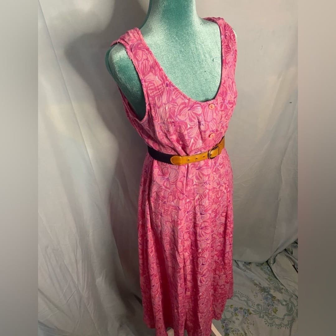 Vintage pink button down dress - Thumbnail 2