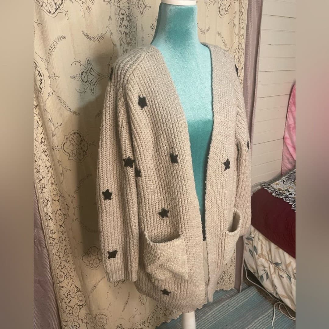 A’reve: cute cozy star cardigan sweater - Thumbnail 3
