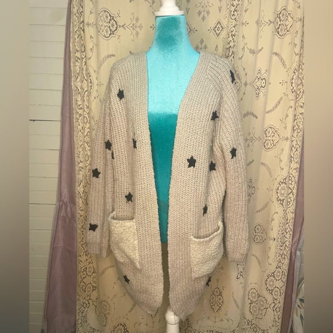 A’reve: cute cozy star cardigan sweater - Image 1