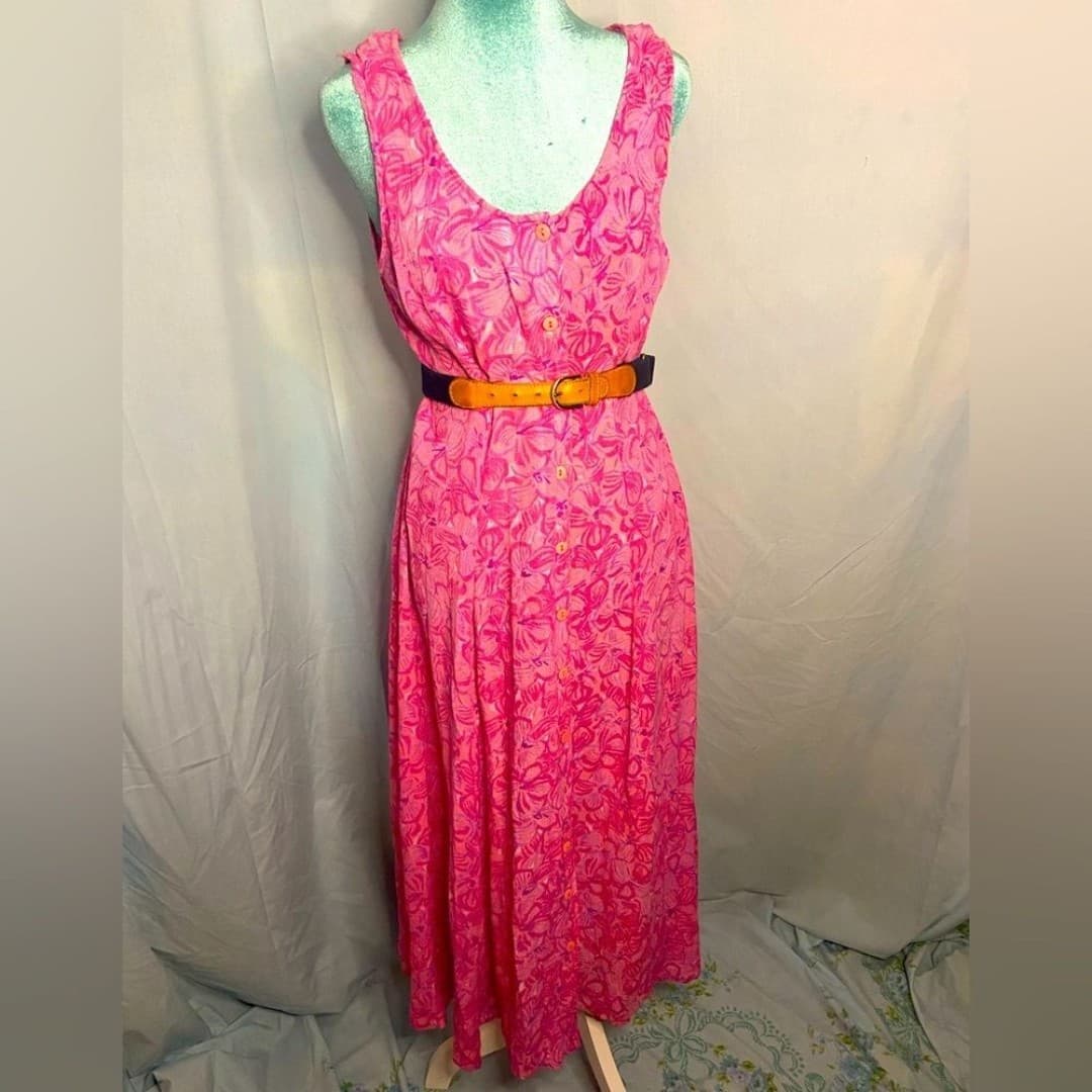 Vintage pink button down dress - Image 1