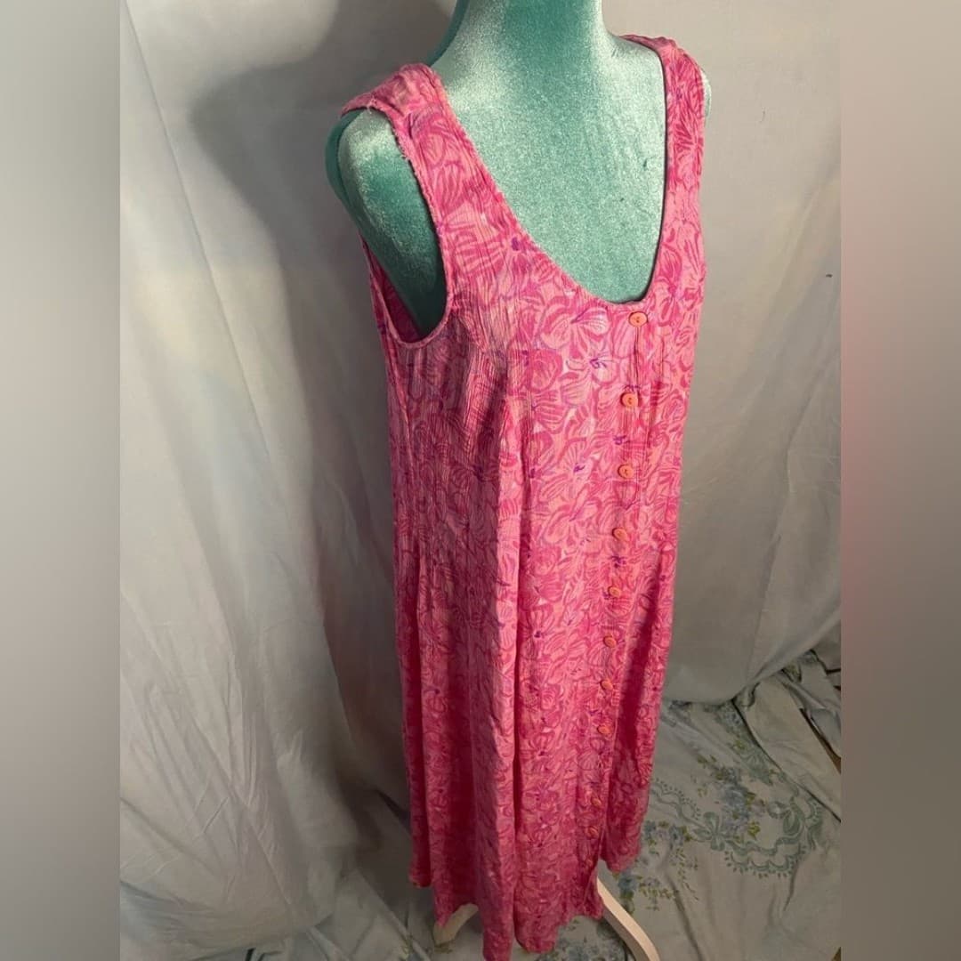 Vintage pink button down dress - Thumbnail 4