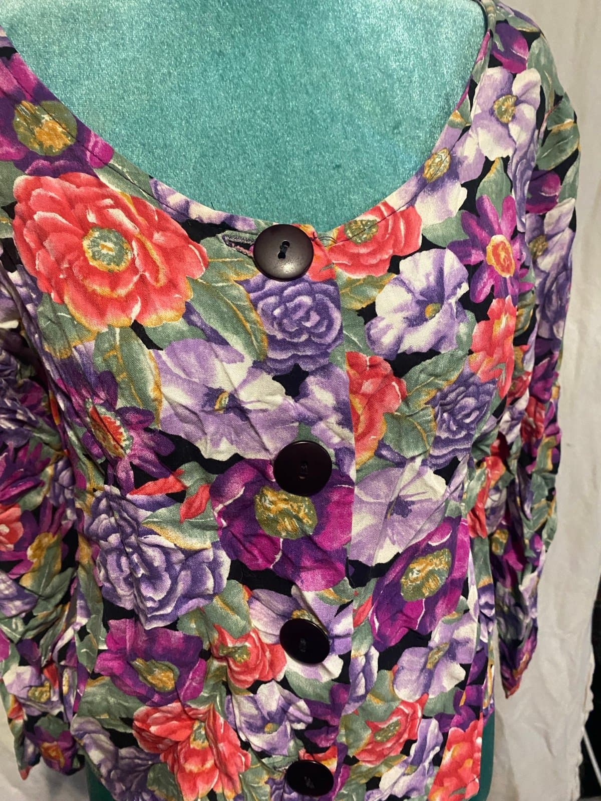 Vintage floral 3/4 sleeve top 8 - Thumbnail 3