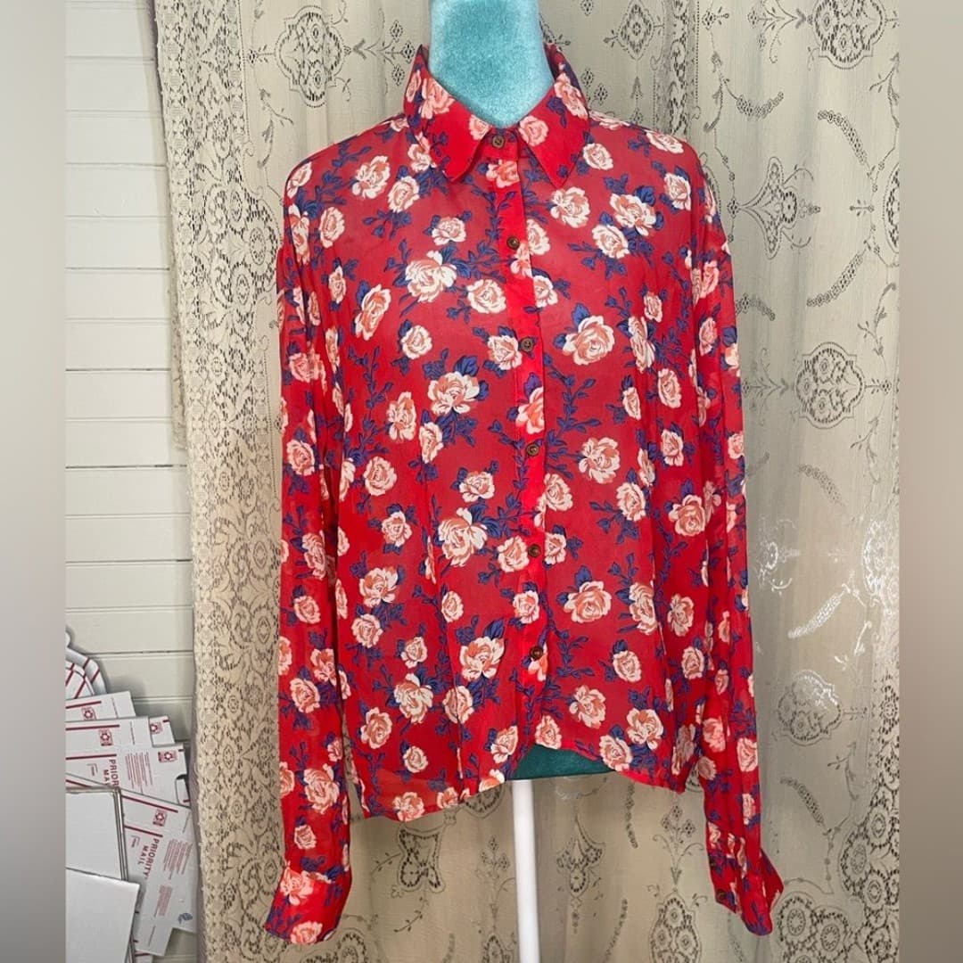 Forever 21: sheer floral blouse - Image 1