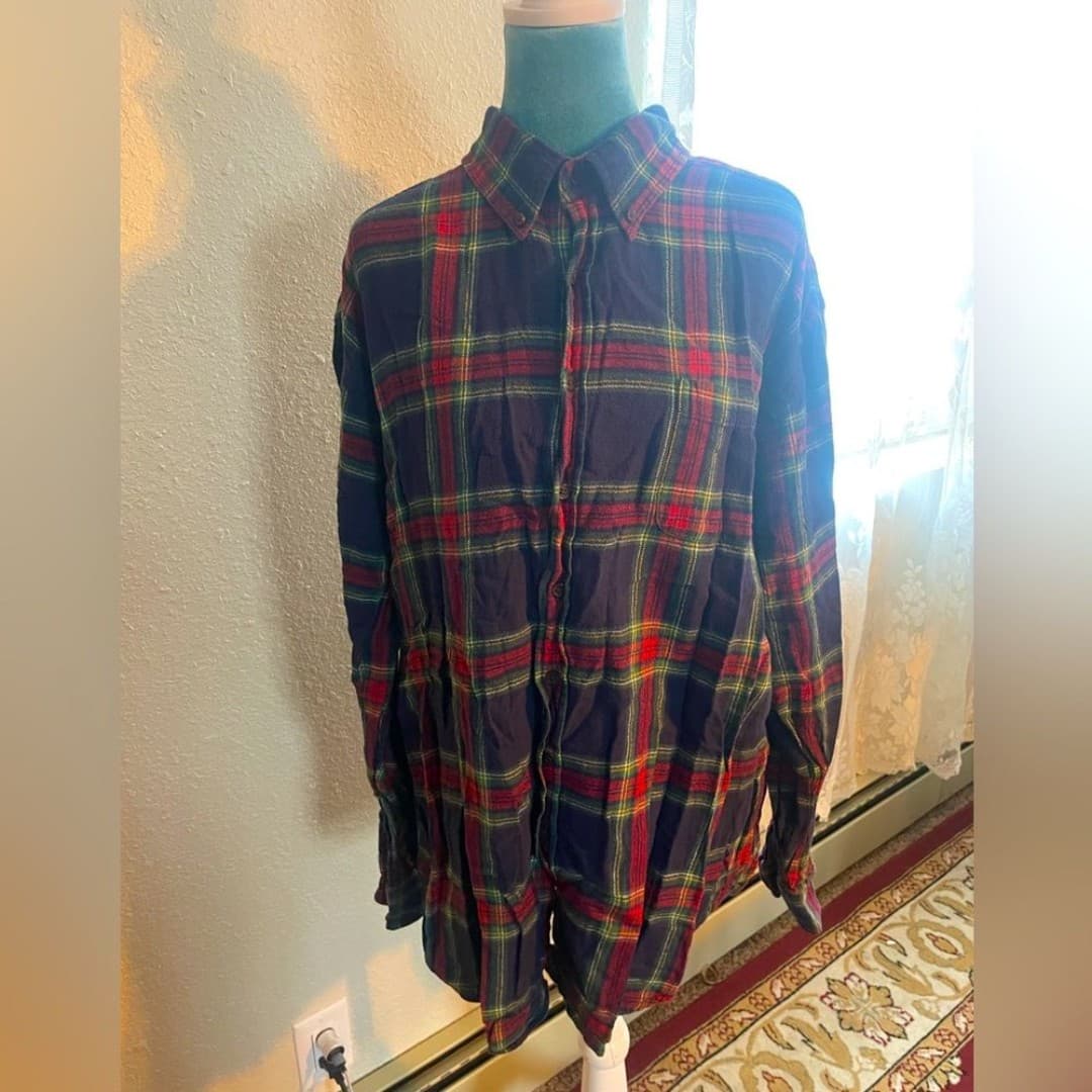 Craft & barrow: red and blue plaid flannel - Image 1