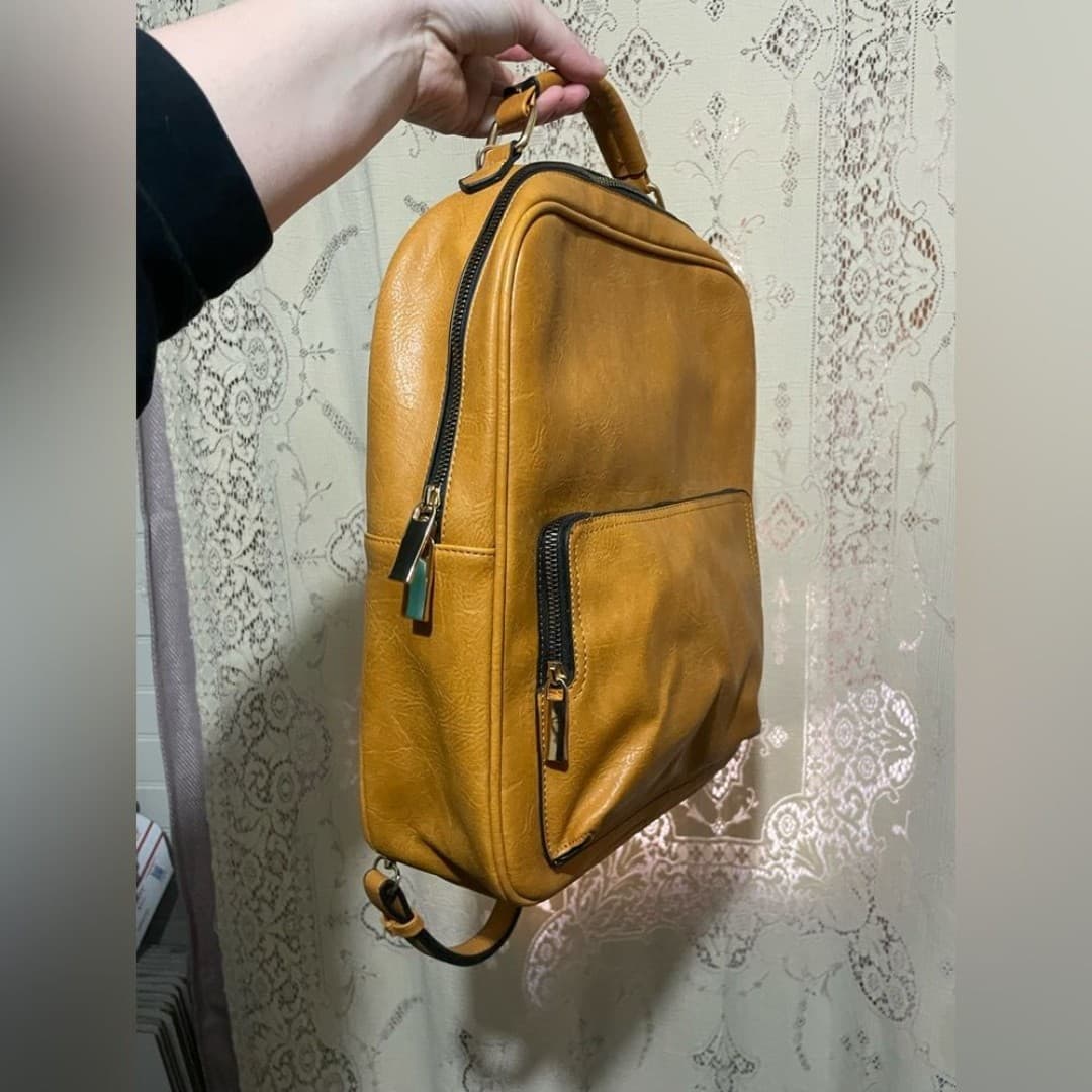 Faux leather backpack - Thumbnail 2