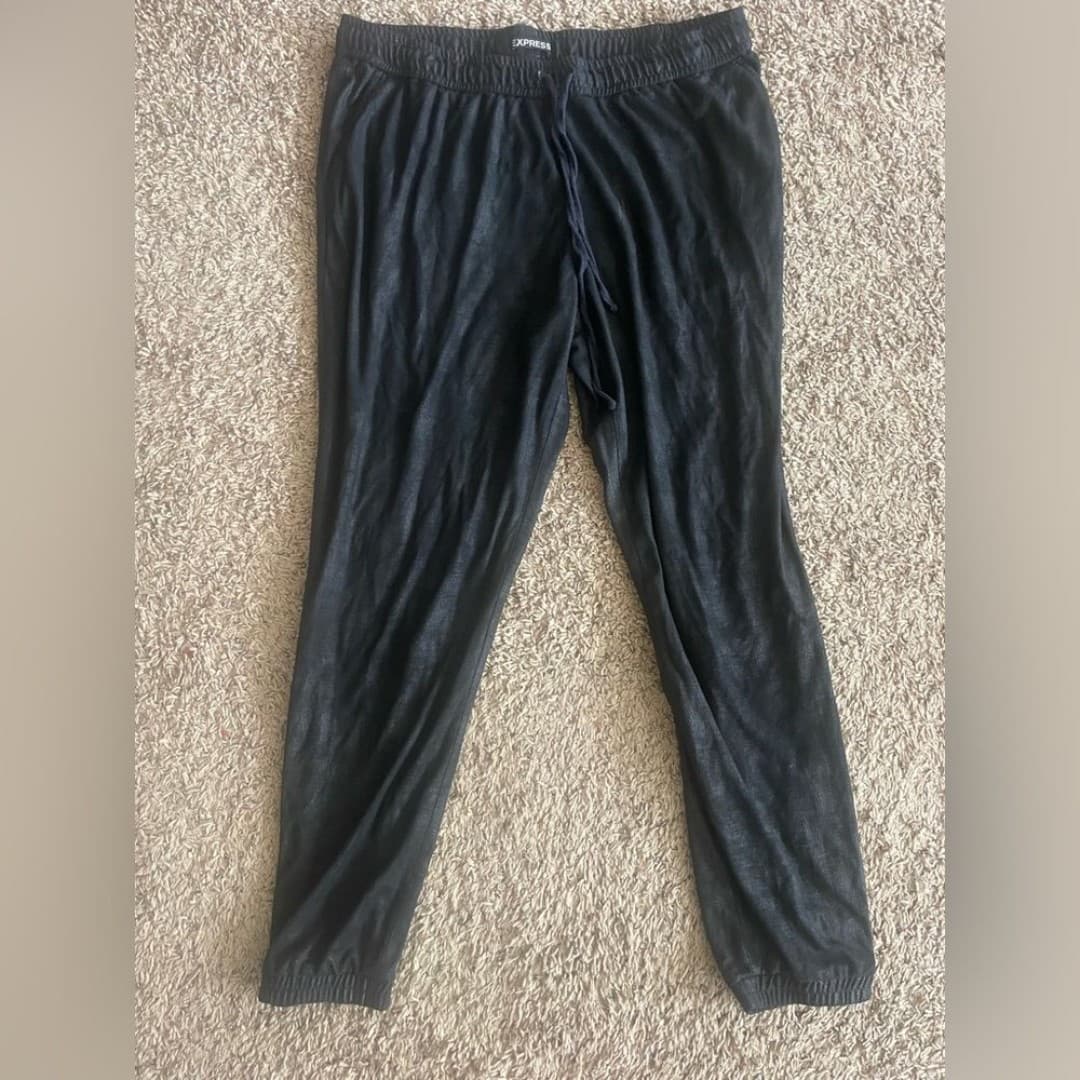 Express: black suede-like joggers - Image 1