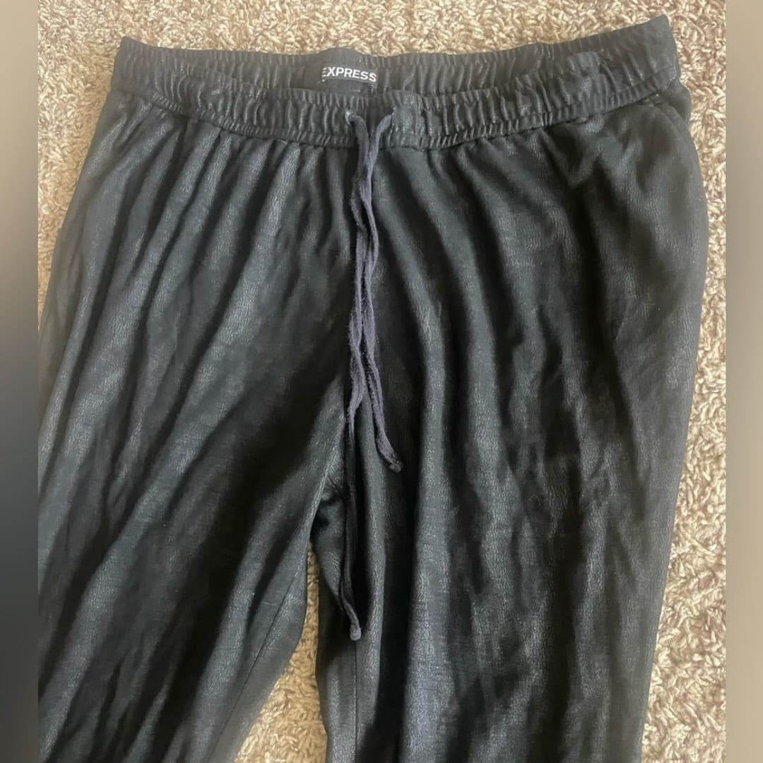 Express: black suede-like joggers - Thumbnail 2